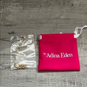 Adina Eden Pave Outlined Baguette Solitaire Pendant Necklace